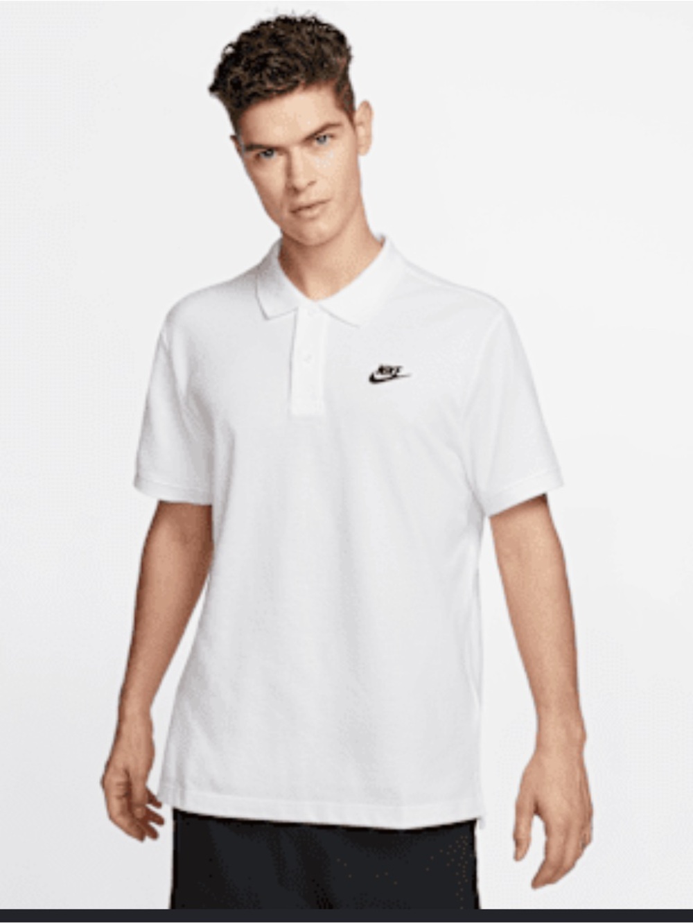 Nike White Polo with Black Swoosh Logo